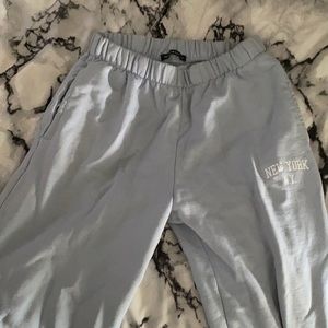 brandy melville new york light blue sweat pants